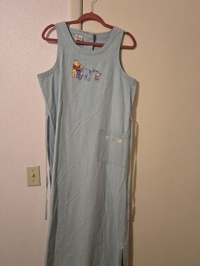 Vintage Disney Light Blue Denim Winnie the Pooh Jumper Dress